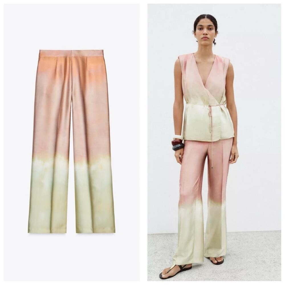 Zara Satin Ombre Straight Leg Pants Trousers 3091/322